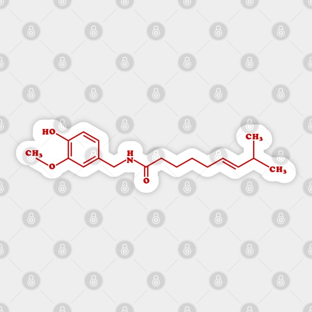 Chili Capsaicin Molecular Chemical Formula Sticker by tinybiscuits